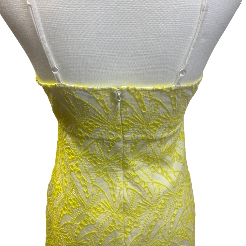 Crown & Ivy Eyelet Mini Dress Womens 6 Yellow NWT Lace Sleeveless V-Neck Cotton - Picture 2 of 12
